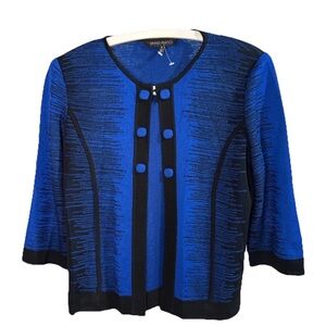 Ming Wang Royal Blue and Black Knit Top